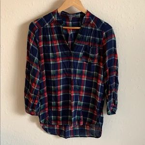 Plaid 3/4 Sleeve Blouse